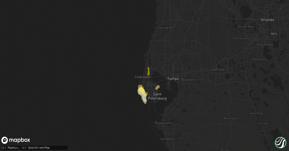 Hail map in Clearwater, FL on June 25, 2025
