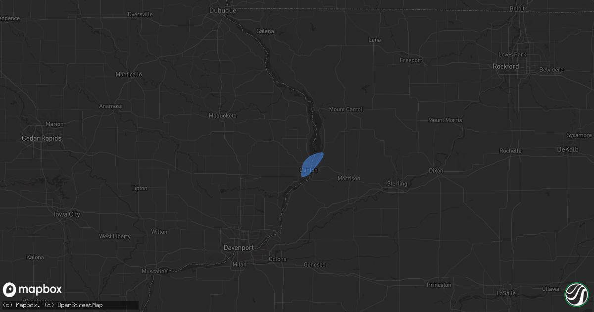 Hail map in Clinton, IA on June 25, 2025