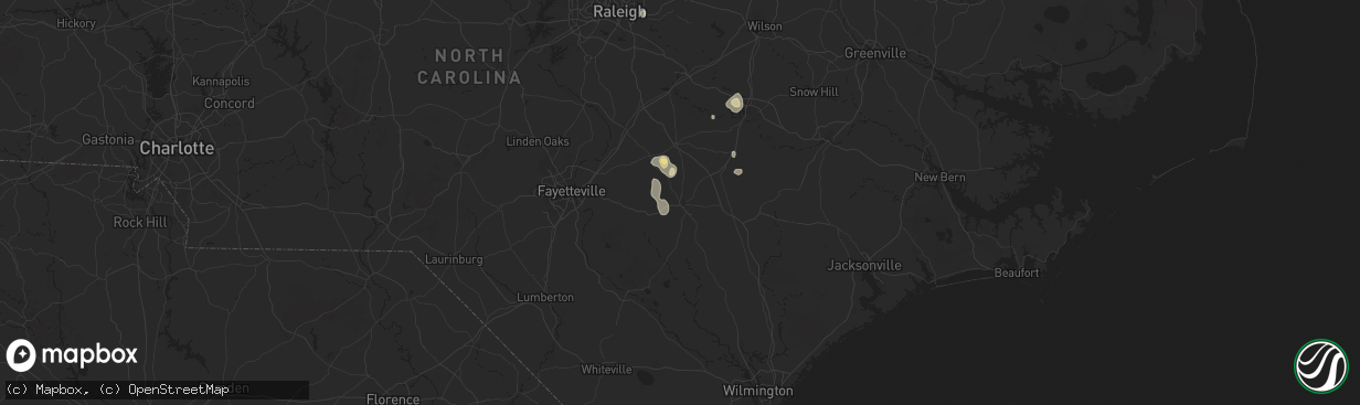 Hail map in Clinton, NC on June 25, 2025