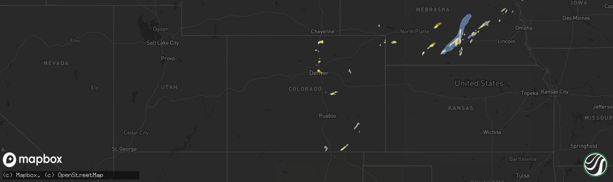Hail map in Colorado on June 25, 2025
