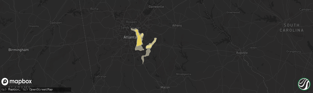 Hail map in Covington, GA on June 25, 2025