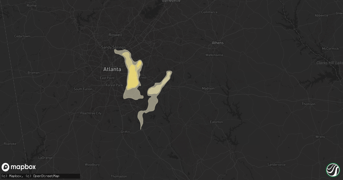 Hail map in Covington, GA on June 25, 2025