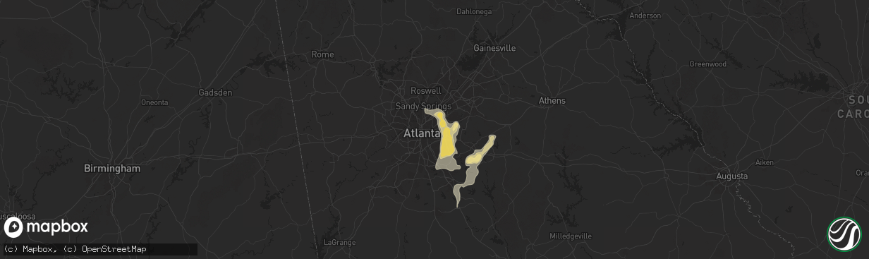 Hail map in Decatur, GA on June 25, 2025