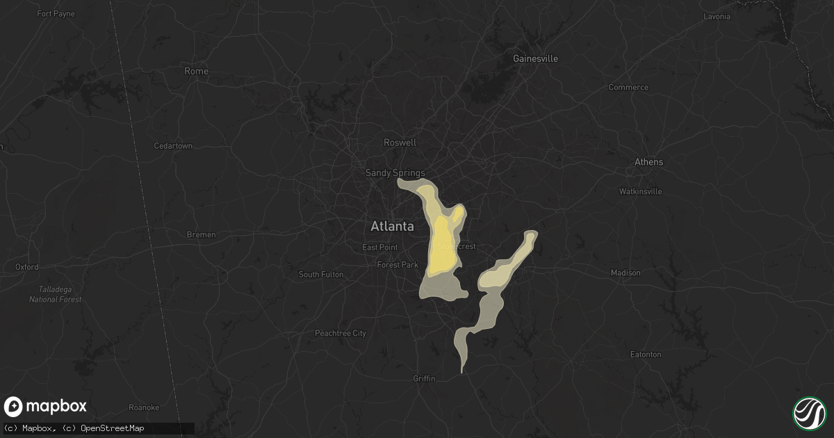 Hail map in Decatur, GA on June 25, 2025