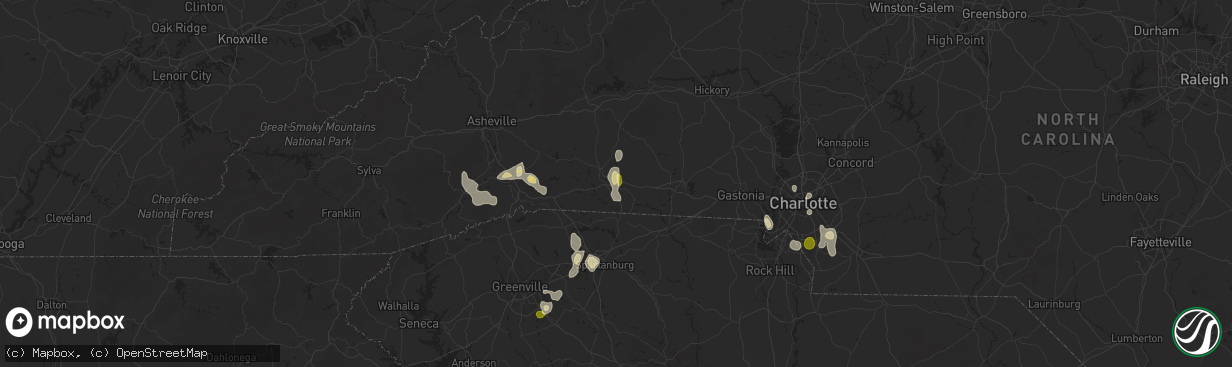 Hail map in Forest City, NC on June 25, 2025