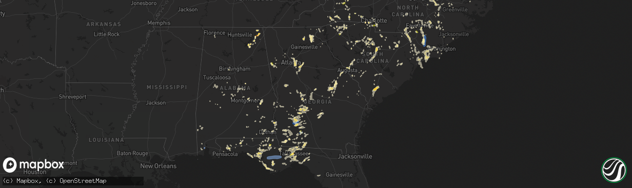 Hail map in Georgia on June 25, 2025