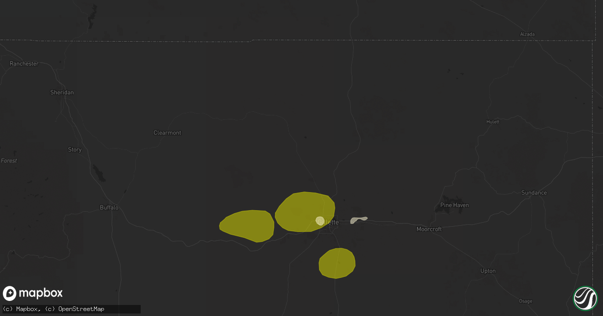 Hail map in Gillette, WY on June 25, 2025