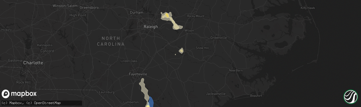 Hail map in Goldsboro, NC on June 25, 2025