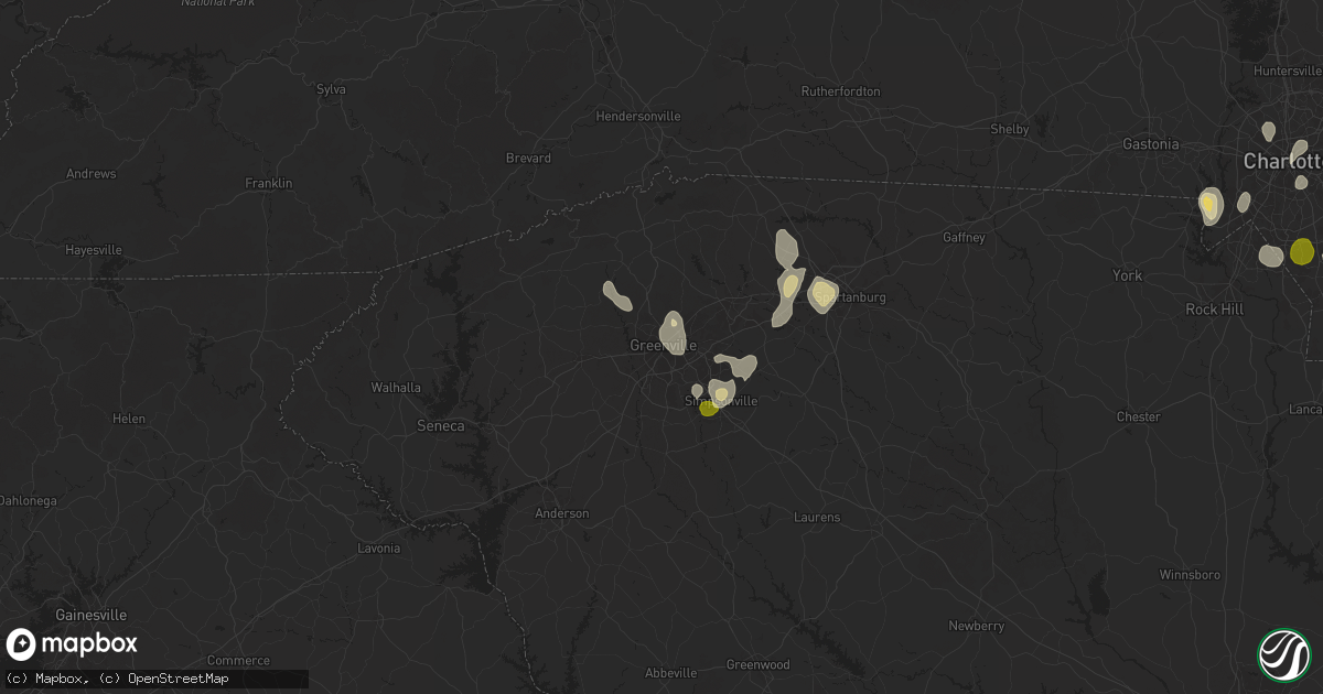 Hail map in Greenville, SC on June 25, 2025
