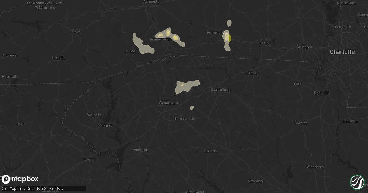Hail map in Greer, SC on June 25, 2025