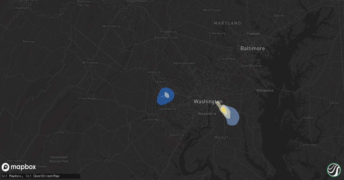Hail map in Herndon, VA on June 25, 2025