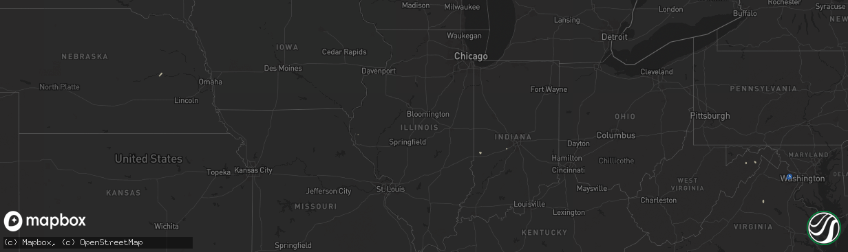 Hail map in Illinois on June 25, 2025