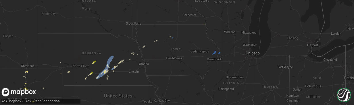 Hail map in Iowa on June 25, 2025