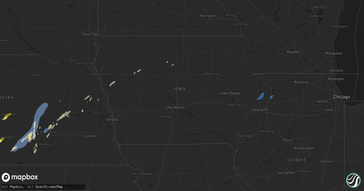 Hail map in Iowa on June 25, 2025