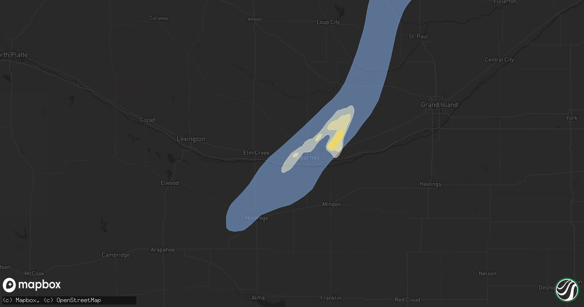 Hail map in Kearney, NE on June 25, 2025