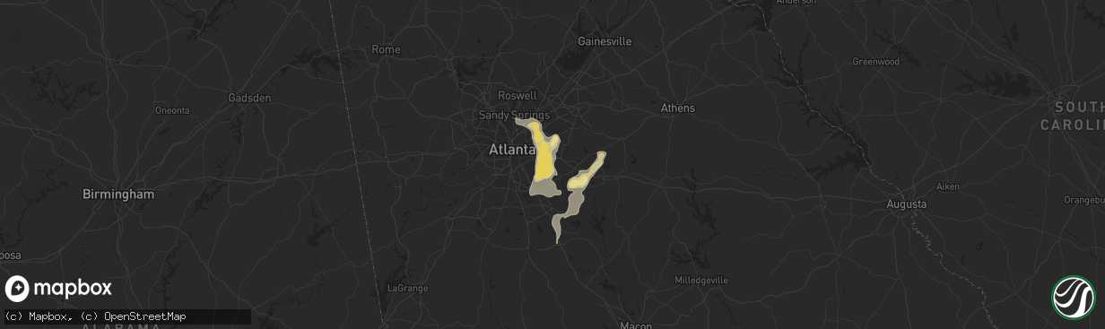 Hail map in Lithonia, GA on June 25, 2025