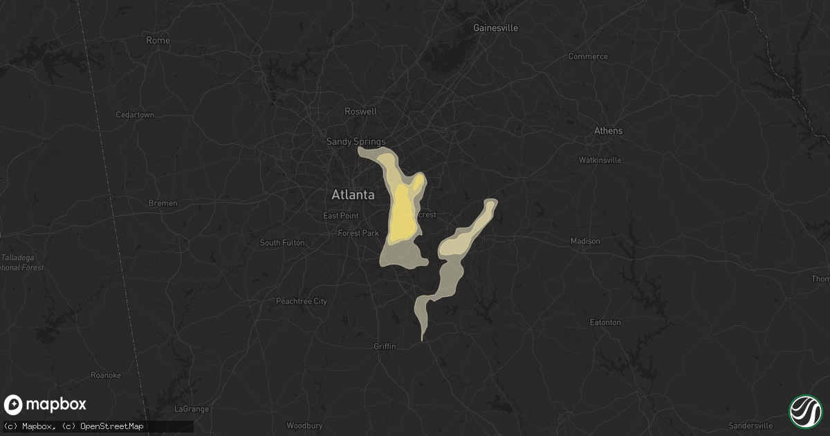 Hail map in Lithonia, GA on June 25, 2025