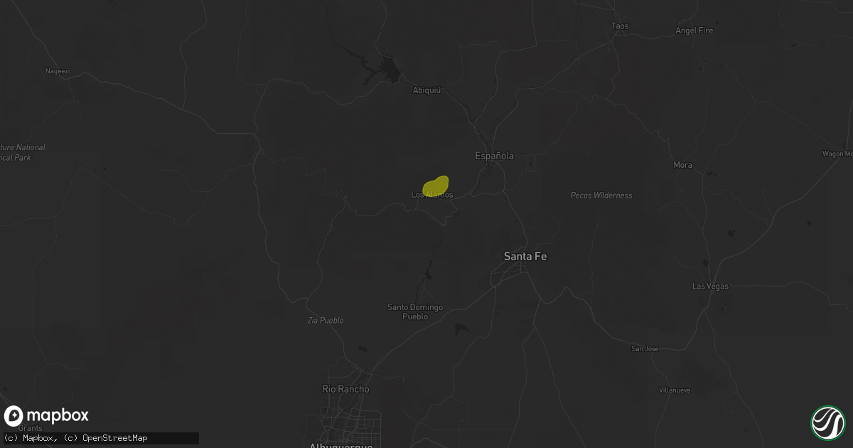 Hail map in Los Alamos, NM on June 25, 2025