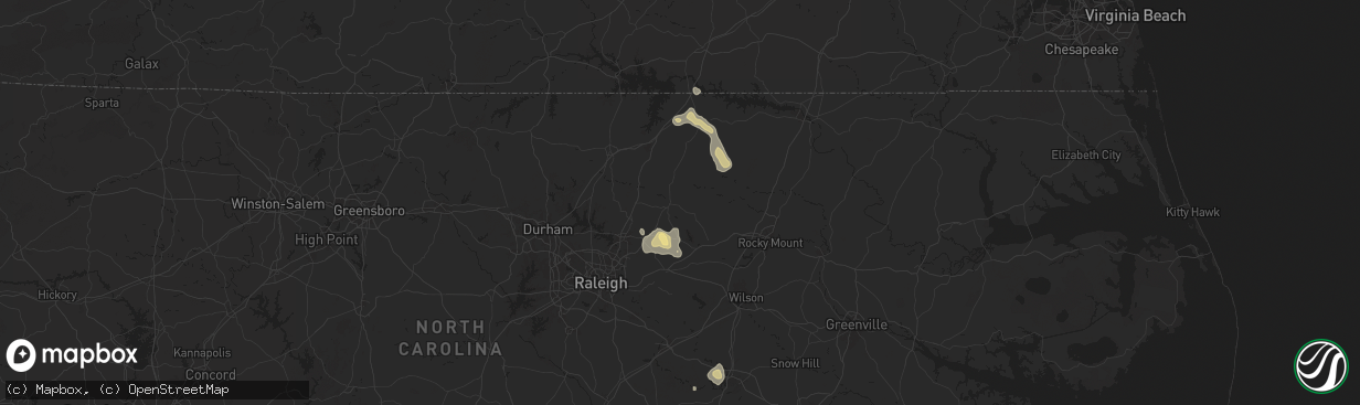 Hail map in Louisburg, NC on June 25, 2025
