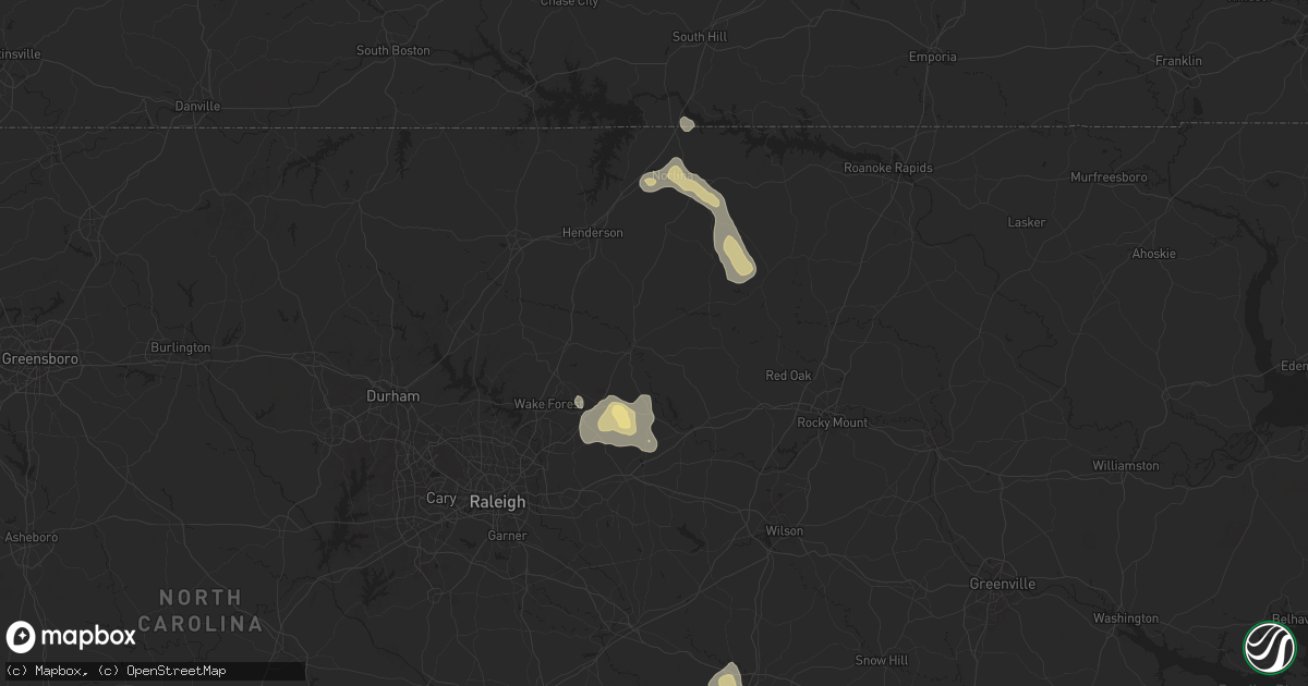 Hail map in Louisburg, NC on June 25, 2025