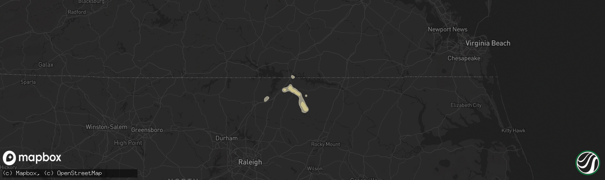 Hail map in Macon, NC on June 25, 2025