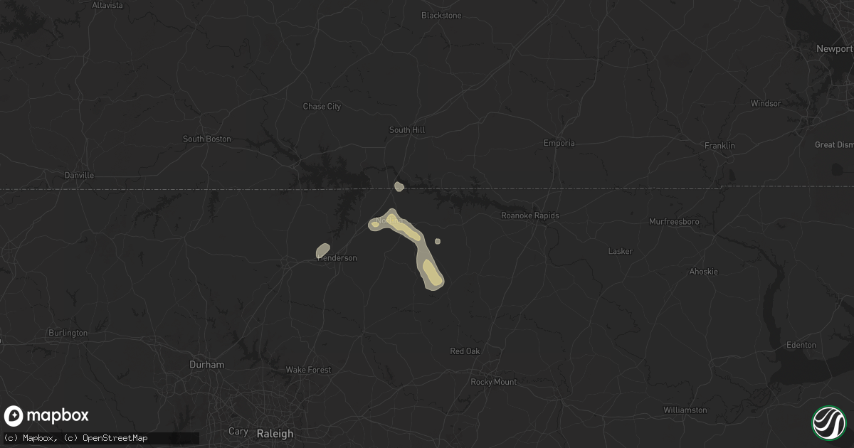 Hail map in Macon, NC on June 25, 2025