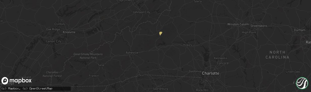 Hail map in Marion, NC on June 25, 2025