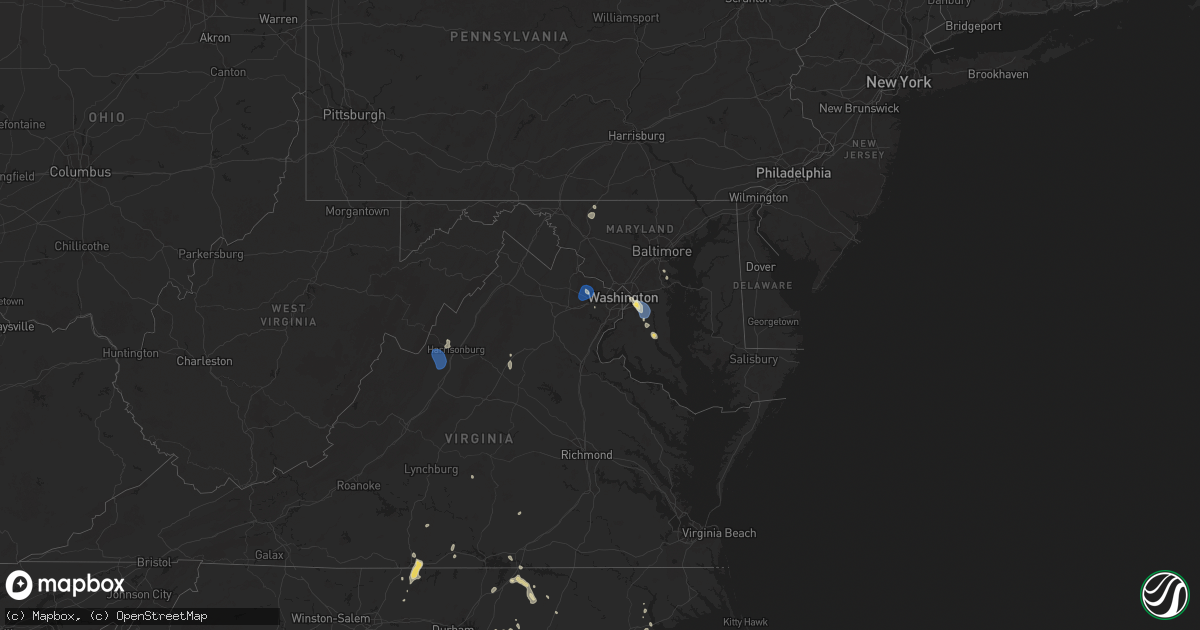 Hail map in Maryland on June 25, 2025