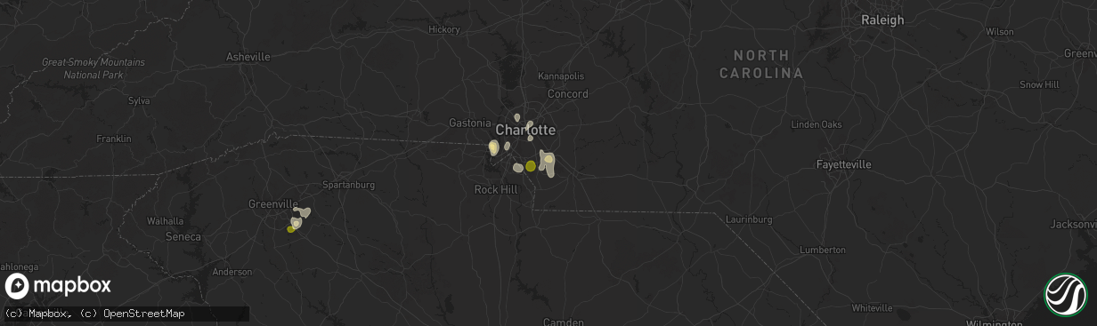 Hail map in Matthews, NC on June 25, 2025