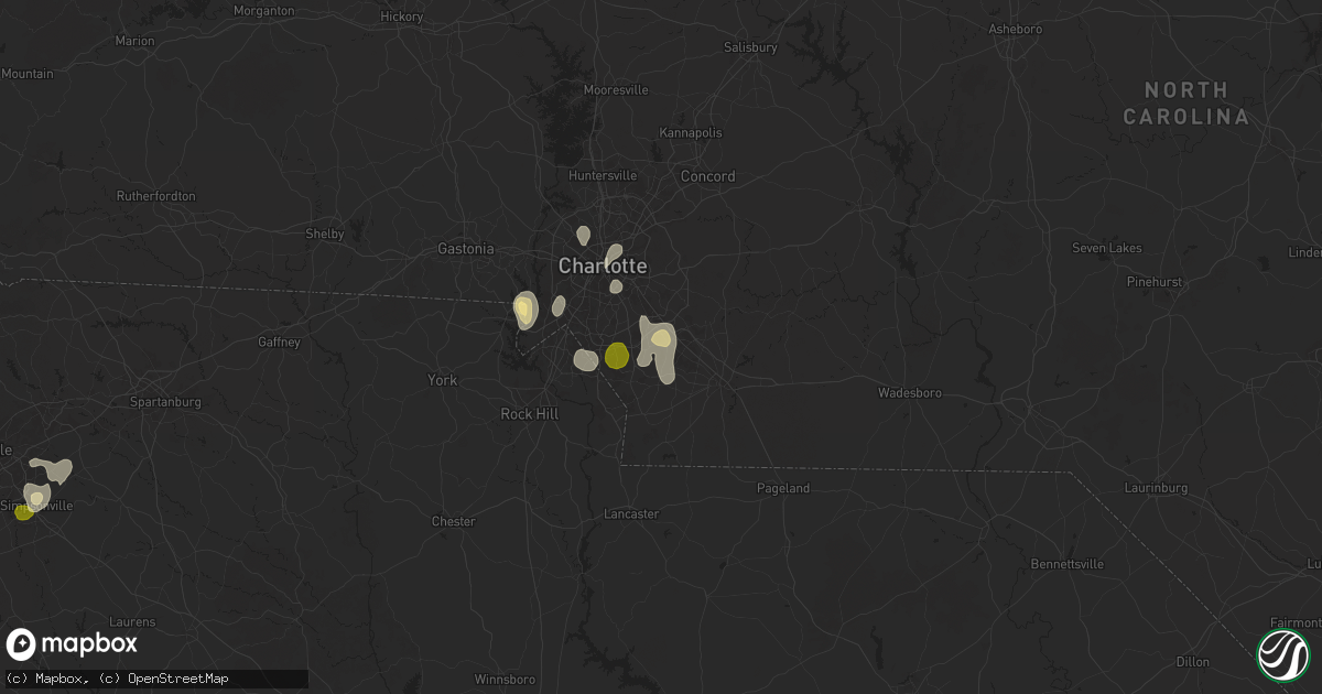 Hail map in Matthews, NC on June 25, 2025