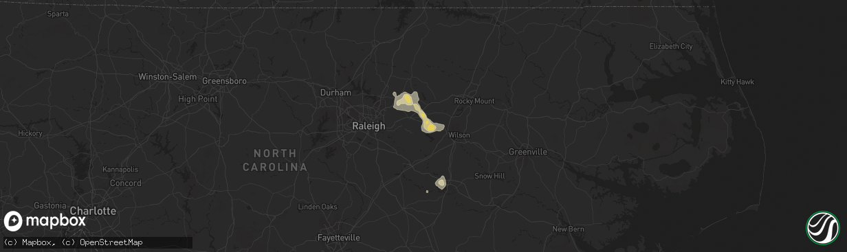 Hail map in Middlesex, NC on June 25, 2025