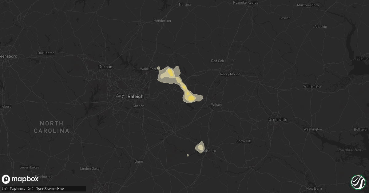 Hail map in Middlesex, NC on June 25, 2025