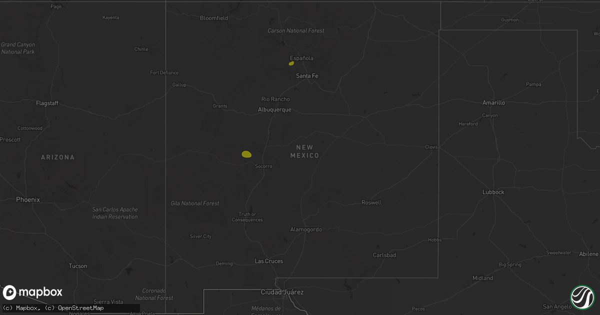 Hail map in New Mexico on June 25, 2025