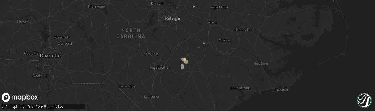 Hail map in Newton Grove, NC on June 25, 2025