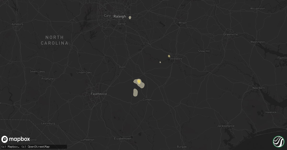 Hail map in Newton Grove, NC on June 25, 2025