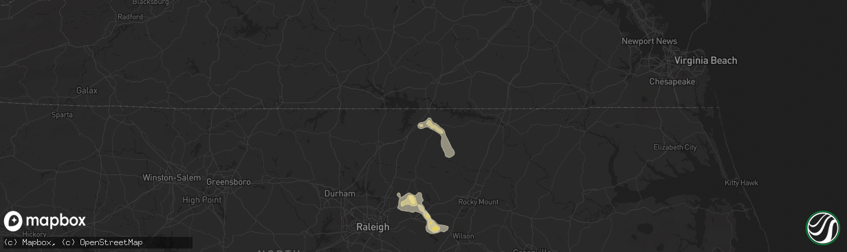 Hail map in Norlina, NC on June 25, 2025