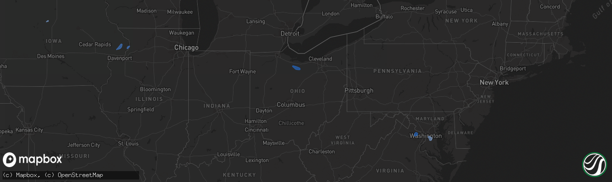 Hail map in Ohio on June 25, 2025