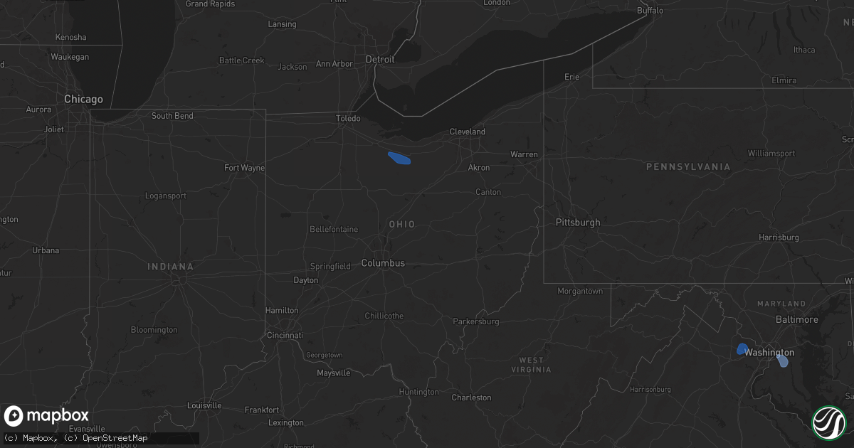 Hail map in Ohio on June 25, 2025