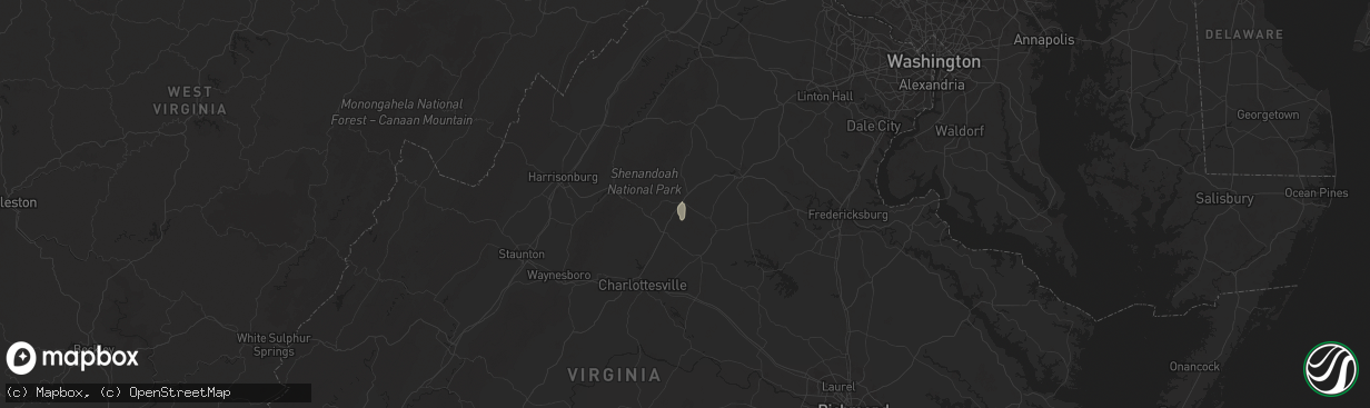 Hail map in Pratts, VA on June 25, 2025