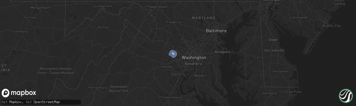 Hail map in Reston, VA on June 25, 2025