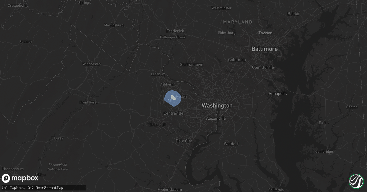 Hail map in Reston, VA on June 25, 2025