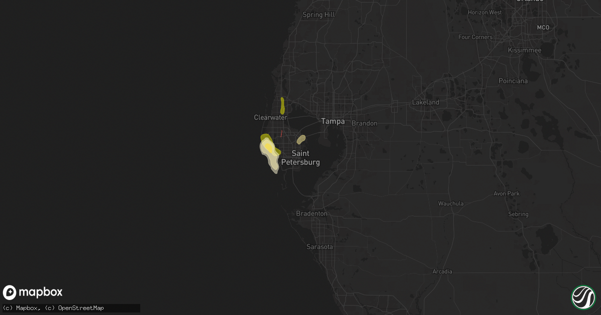 Hail map in Saint Petersburg, FL on June 25, 2025