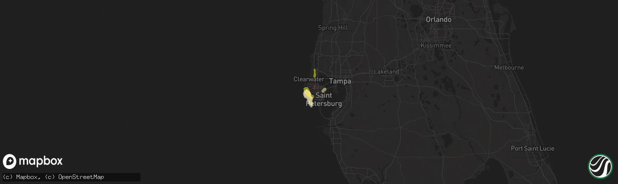 Hail map in Seminole, FL on June 25, 2025