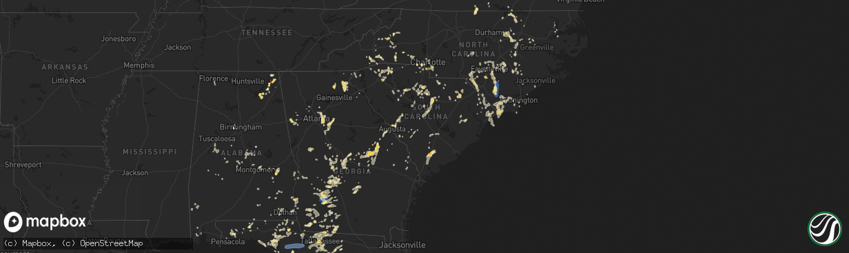 Hail map in South Carolina on June 25, 2025
