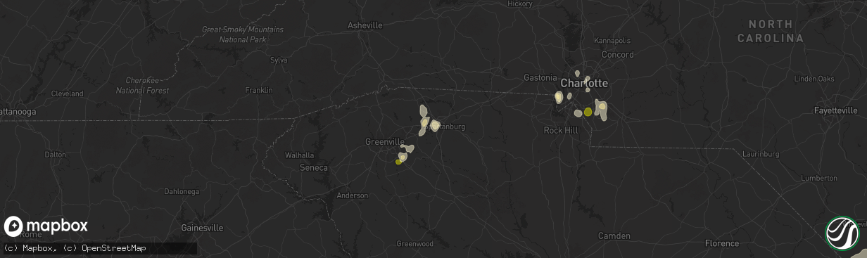 Hail map in Spartanburg, SC on June 25, 2025