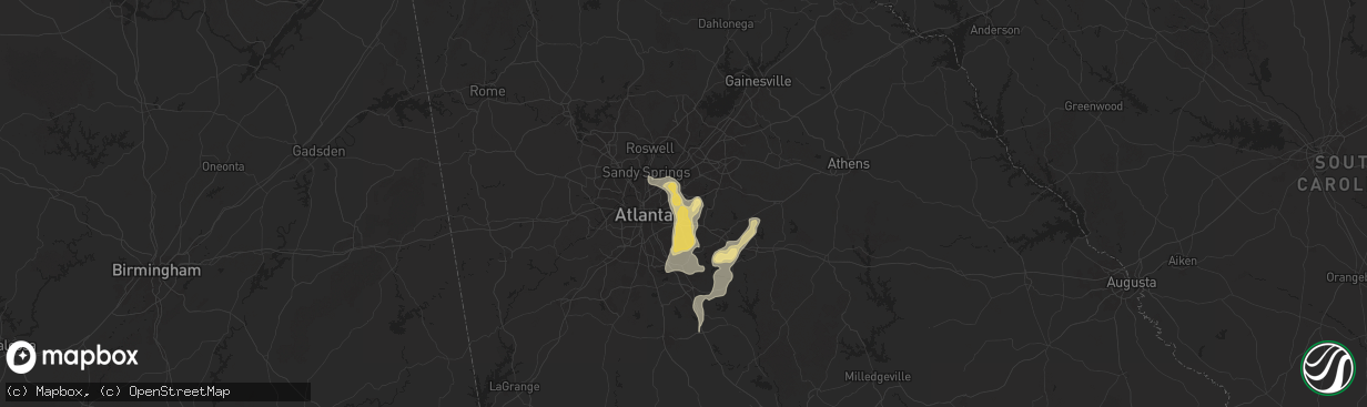 Hail map in Stone Mountain, GA on June 25, 2025