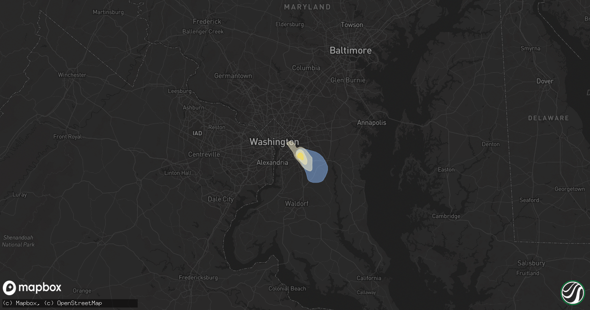 Hail map in Suitland, MD on June 25, 2025