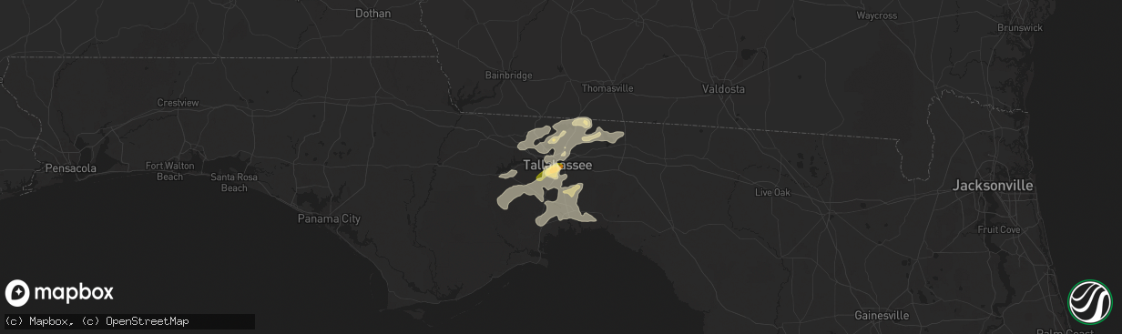 Hail map in Tallahassee, FL on June 25, 2025