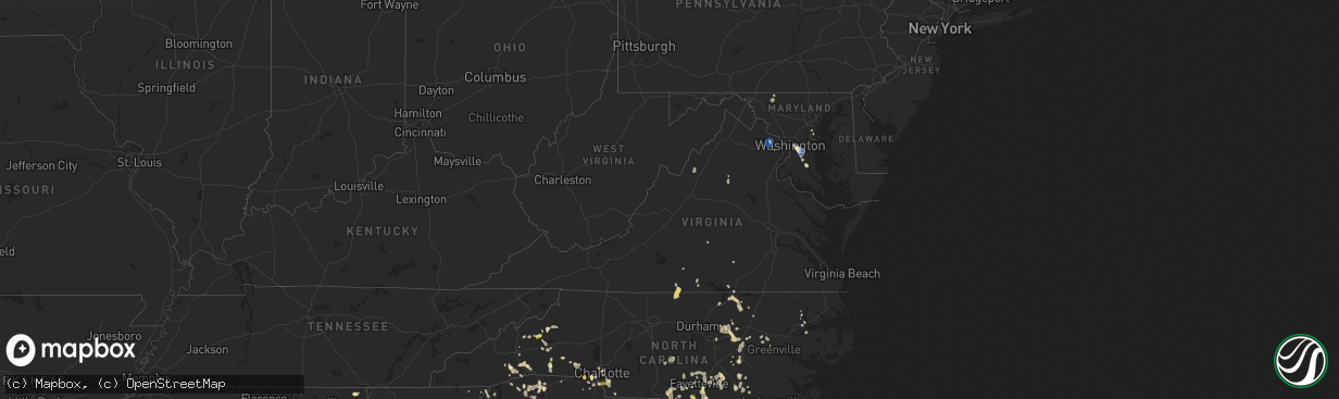 Hail map in Virginia on June 25, 2025