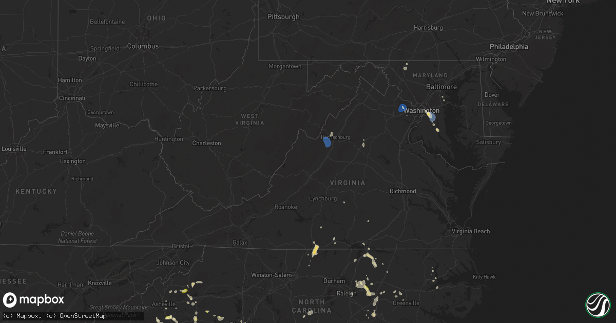 Hail map in Virginia on June 25, 2025